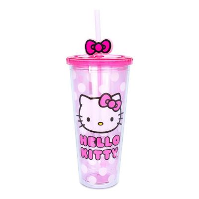 Sanrio Hello Kitty Face Carnival Cup With Lid and Topper Straw  Holds 24 Ounces Image 1