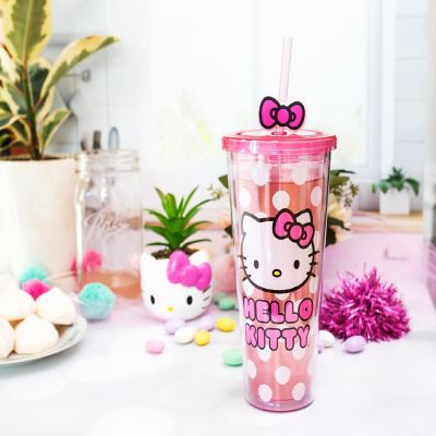 Sanrio Hello Kitty Face Carnival Cup With Lid and Topper Straw  Holds 24 Ounces Image 3