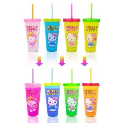 Sanrio Hello Kitty Garden Doodle Color-Changing Plastic Tumbler Cups  Set of 4 Image 1