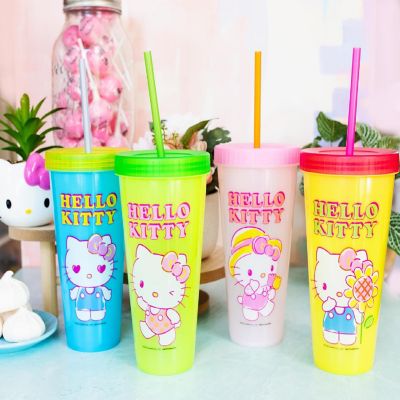 Sanrio Hello Kitty Garden Doodle Color-Changing Plastic Tumbler Cups  Set of 4 Image 2