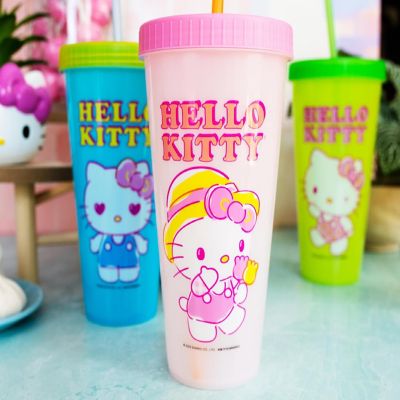 Sanrio Hello Kitty Garden Doodle Color-Changing Plastic Tumbler Cups  Set of 4 Image 3