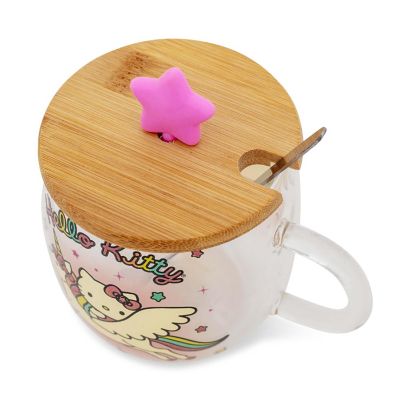 Sanrio Hello Kitty Glass Mug With Star-Topper Lid and Spoon  Holds 17 Ounces Image 3