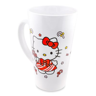 Sanrio Hello Kitty Holiday Candy Cane Ceramic Tall Latte Mug  Holds 16 Ounces Image 1