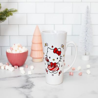 Sanrio Hello Kitty Holiday Candy Cane Ceramic Tall Latte Mug  Holds 16 Ounces Image 2