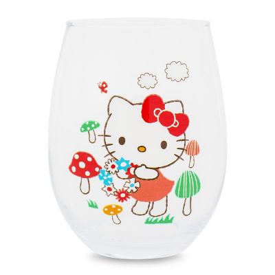 Sanrio Hello Kitty Mushrooms Stemless Wine Glass  Holds 20 Ounces Image 1