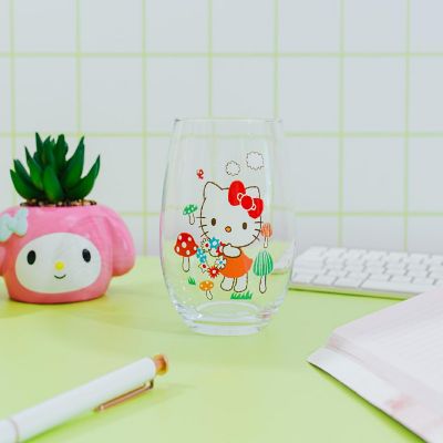 Sanrio Hello Kitty Mushrooms Stemless Wine Glass  Holds 20 Ounces Image 2