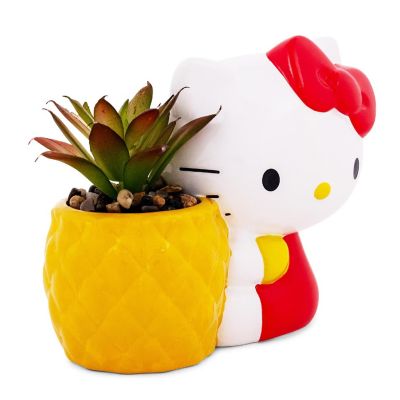 Sanrio Hello Kitty Pineapple Ceramic Mini Planter With Artificial Succulent Image 1