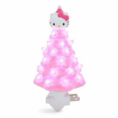 Sanrio Hello Kitty Pink 6-Inch Ceramic Christmas Tree Plug-In Nightlight Image 1