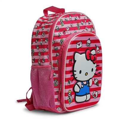 Sanrio Hello Kitty Pink Striped 16 Inch Backpack with Front Pocket Image 1