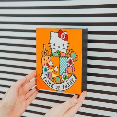 Sanrio Hello Kitty "Trick Or Treat" Wooden Box Sign  6 x 6 Inches Image 2