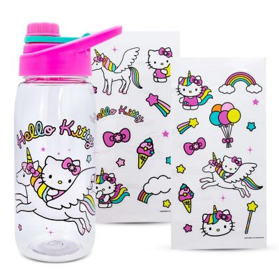 Sanrio Hello Kitty Unicorn Twist Spout Water Bottle and Sticker Set  20 Ounces Image 1