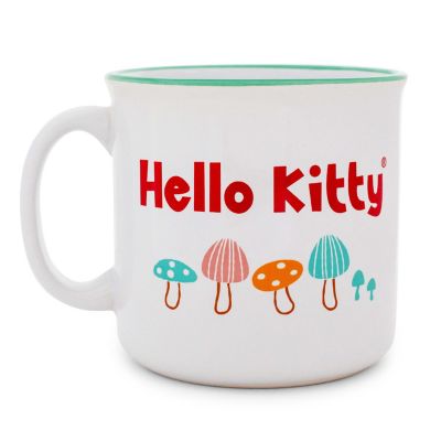 Sanrio Hello Kitty Watering Mushrooms Ceramic Camper Mug  Holds 20 Ounces Image 1