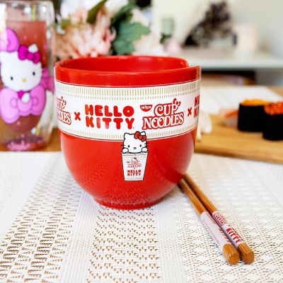 Sanrio Hello Kitty x Nissin Cup Noodles Red Ceramic Ramen Bowl and Chopstick Set Image 2