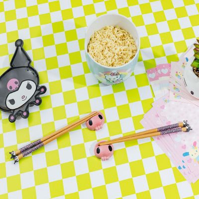 Sanrio Kuromi 2-Pair Bamboo Chopstick Set With Ceramic Rests Image 3