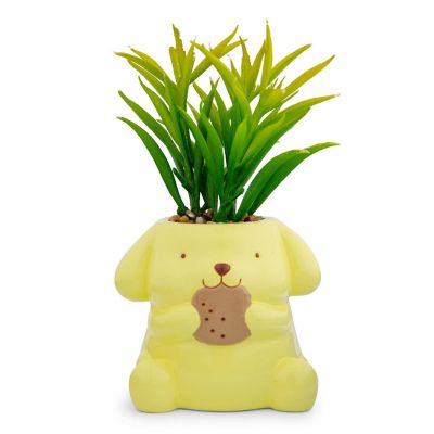 Sanrio Pompompurin 3-Inch Ceramic Mini Planter With Artificial Succulent Image 1