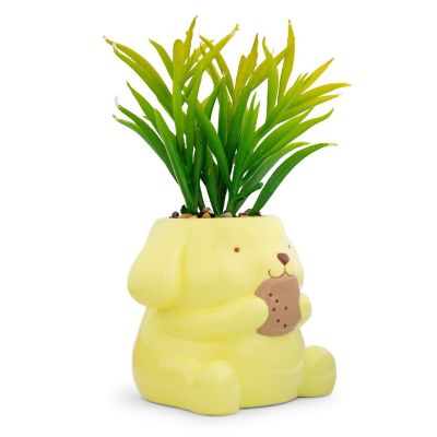 Sanrio Pompompurin 3-Inch Ceramic Mini Planter With Artificial Succulent Image 1