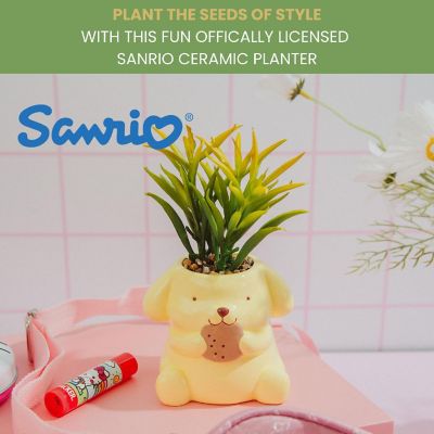 Sanrio Pompompurin 3-Inch Ceramic Mini Planter With Artificial Succulent Image 3