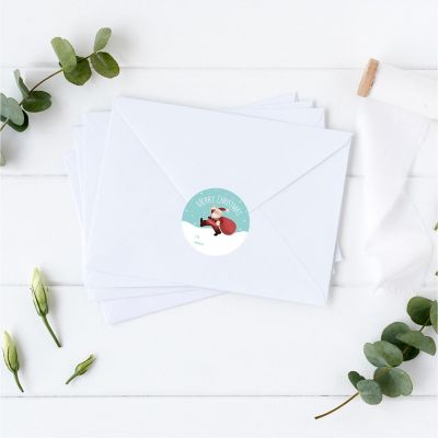 Santa Claus Aqua Snowflake To/From Label Image 1