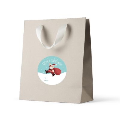 Santa Claus Aqua Snowflake To/From Label Image 1