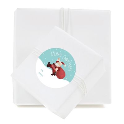 Santa Claus Aqua Snowflake To/From Label Image 2