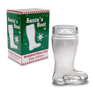 Santa Claus Boot Sculpted Glass Cup  Holds 23 Ounces Image 1