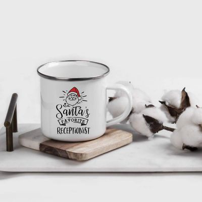Santa Loves Receptionist 11oz Camp Mug Image 1