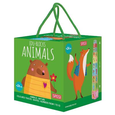 Sassi: Edu-Blocks - Animals - 10 Stacking Cubes &amp; Booklet, Nature, Shapes Image 1