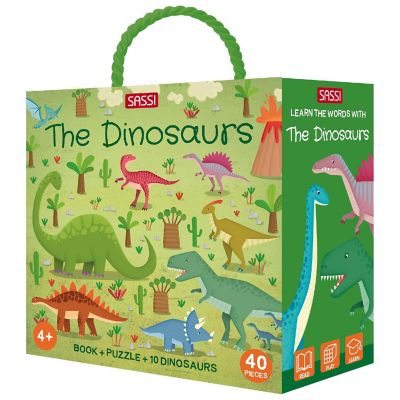 Sassi: Q-Box - Dinosaurs - 40pc Puzzle,Booklet &amp; 10 Dino Figures,Interactive Fun Image 1