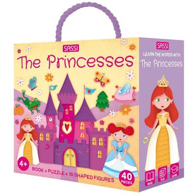 Sassi: Q-Box - Princesses - 40pc Puzzle, Booklet &amp; 10 Figures, Interactive Fun Image 1
