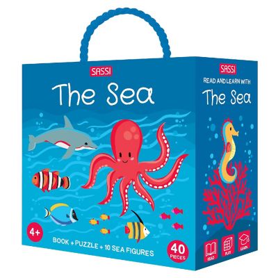 Sassi: Q-Box - The Sea - 40pc Puzzle,Booklet &amp; 10 Ocean Figures,Interactive Fun Image 1