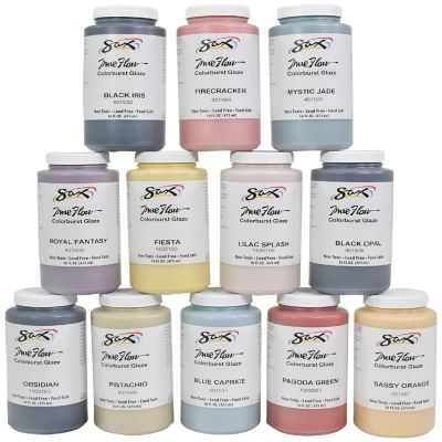Sax Colorburst Glazes, 1 Pint Containers, Assorted Colors, Set of 12 Image 1