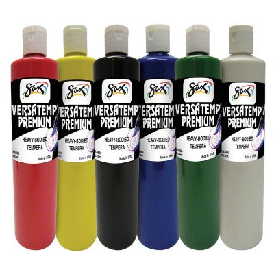 Sax Versatemp Premium Heavy-Bodied Tempera Paint, 1 Pint Bottles, Assorted Colors, Set of 6 Image 1