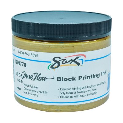 Sax Water Soluble Block Printing Ink, 1 Pint Jar, Gold Image 1