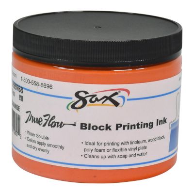 Sax Water Soluble Block Printing Ink, 1 Pint Jar, Orange Image 1