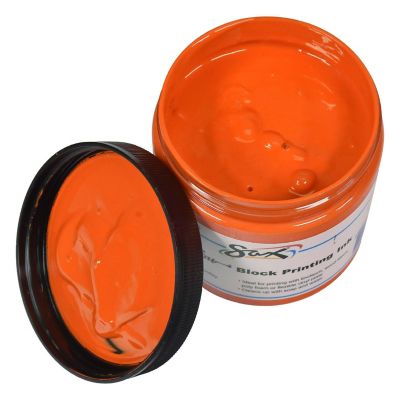 Sax Water Soluble Block Printing Ink, 1 Pint Jar, Orange Image 1