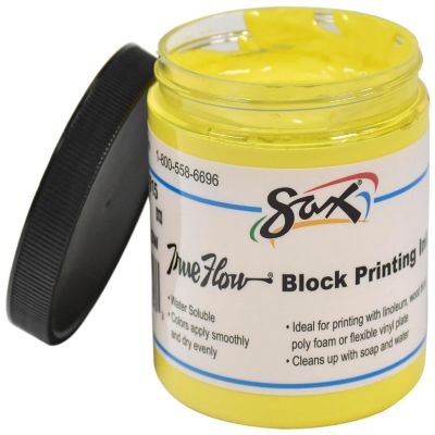 Sax Water Soluble Block Printing Ink, 1 Pint Jar, Primary Yellow Image 1