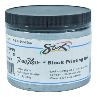 Sax Water Soluble Block Printing Ink, 1 Pint Jar, Silver Image 1