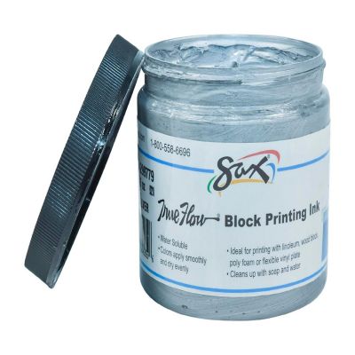 Sax Water Soluble Block Printing Ink, 1 Pint Jar, Silver Image 2