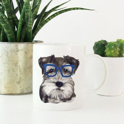 Schnauzer Blue Glasses Ceramic Mug Image 1