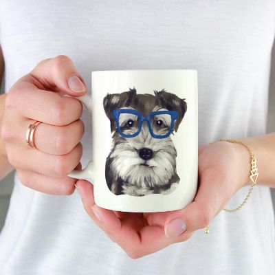 Schnauzer Blue Glasses Ceramic Mug Image 1