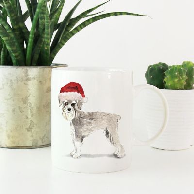 Schnauzer Santa Hat Ceramic Mug Image 1