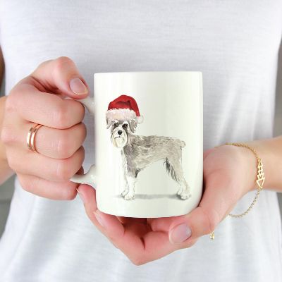 Schnauzer Santa Hat Ceramic Mug Image 1