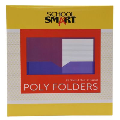 School Smart 2-Pocket Poly Folders, Blue, Pack of 25 Image 1