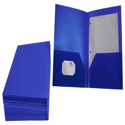 School Smart 2-Pocket Poly Folders, Blue, Pack of 25 Image 2