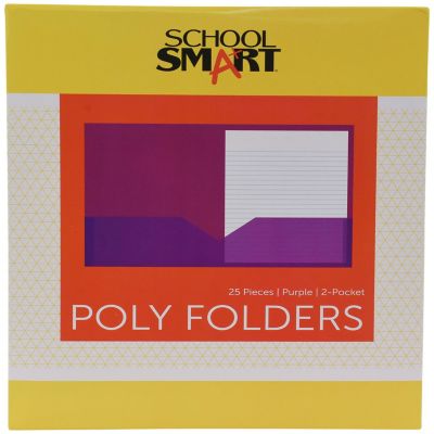 School Smart 2-Pocket Poly Folders, Purple, Pack of 25 Image 1