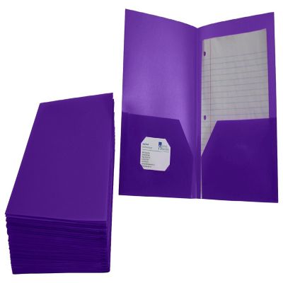 School Smart 2-Pocket Poly Folders, Purple, Pack of 25 Image 2