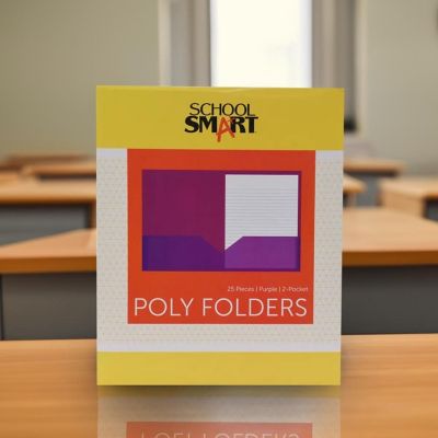 School Smart 2-Pocket Poly Folders, Purple, Pack of 25 Image 3