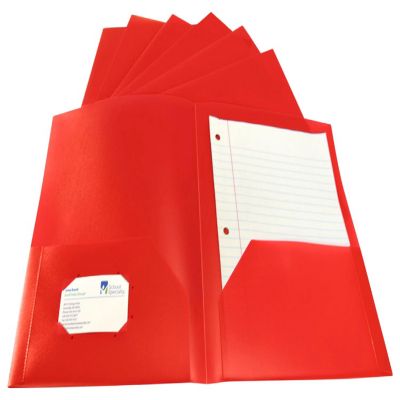 School Smart 2-Pocket Poly Folders, Red, Pack of 25 Image 1