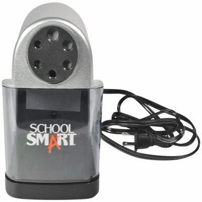School Smart 6-Hole Electric Sharpener, 7 x 4-1/2 x 7-3/8 Inches, Black/Silver Image 3