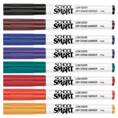 School Smart Dry Erase Pen Style Markers, Fine Tip, Assorted Colors, Pack of 48 Image 2